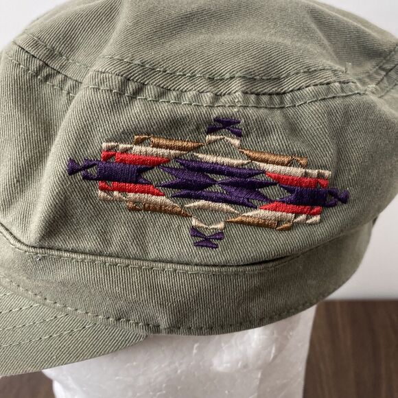 Forever 21 Green Military Army Painters Hat Cap Southwest Embroidered OSFM - Picture 2 of 7